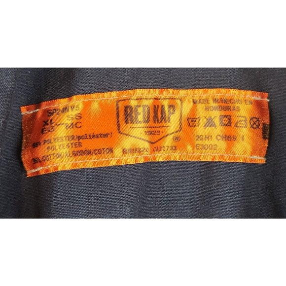 Red Kap Shirt Mens XLarge Blue Work Wear Nerd Power Patch Button up Short Sleeve - Picture 3 of 9